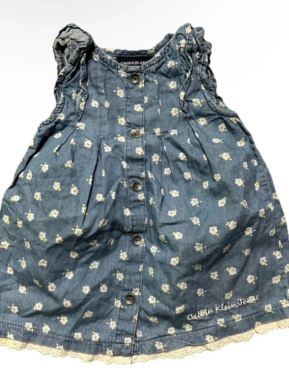 Baby Toddler Girl Summer Dresses Calvin Klein Stripes Floral Size 12 Months